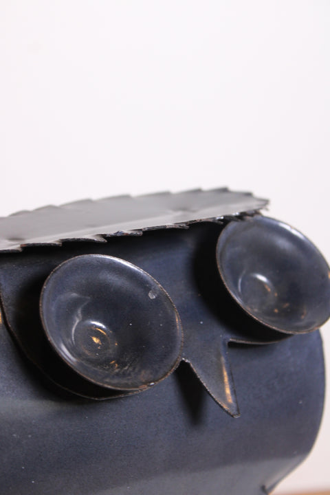 Black Owl Metal Footed Bowl