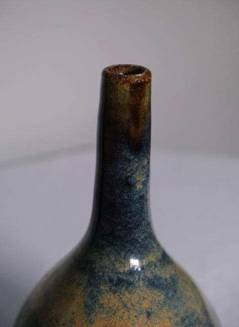 Vintage Pair of Teal Glazed MCM Vases