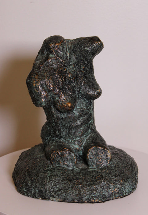 Vintage Brutalist Nude Female Bronze Sculpture Modernist Figurative Art