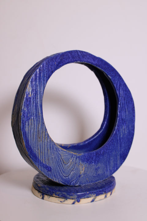 Blue Circular Abstract Ceramic Sculpture