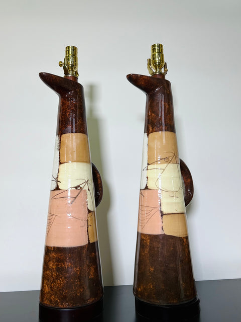 “Edmund Ronaky” Jaru Pottery California Table Lamps (Pairs)