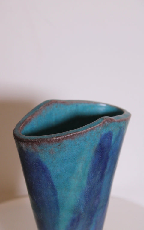 Signed Cole Blue & Turquoise Studio Pottery Vase