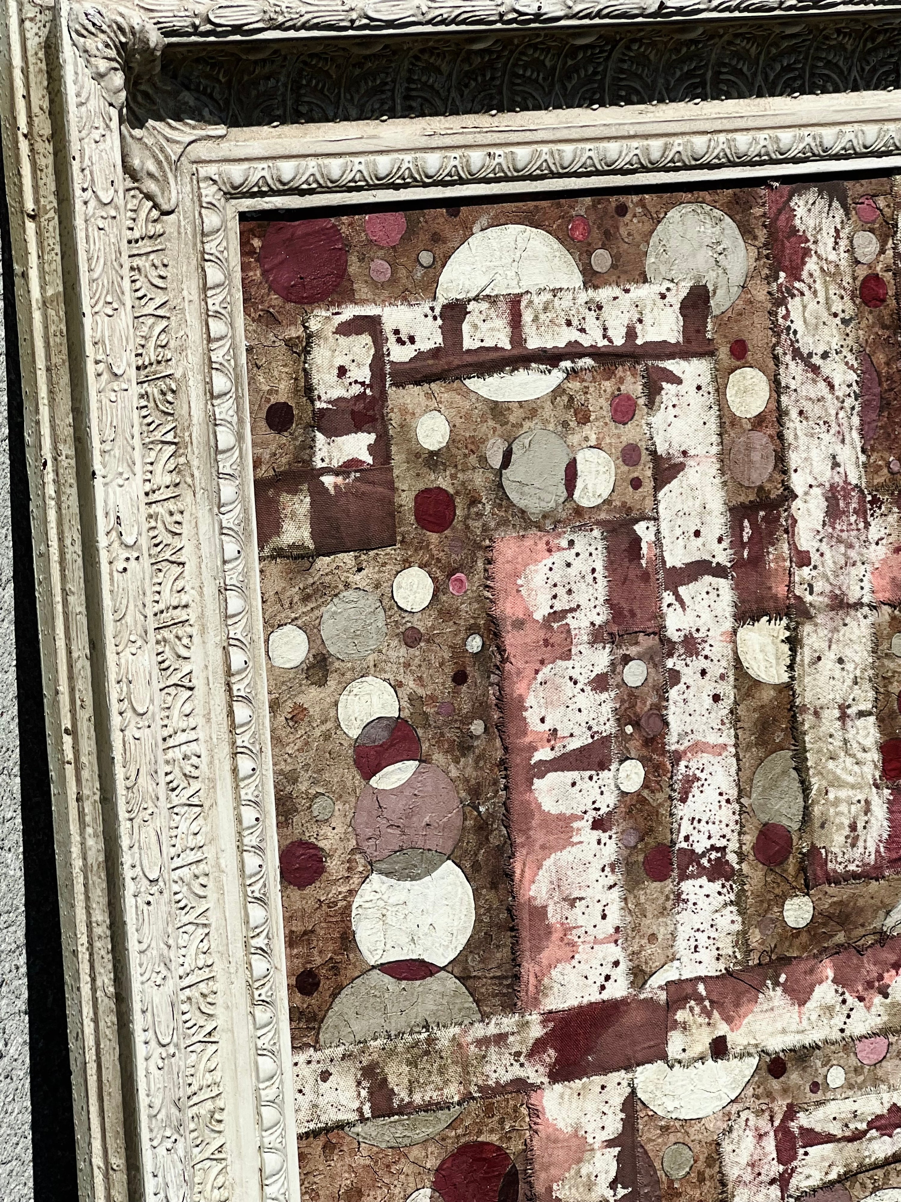 “Pink Reimagined” Mixed Media Vintage Framed Abstract