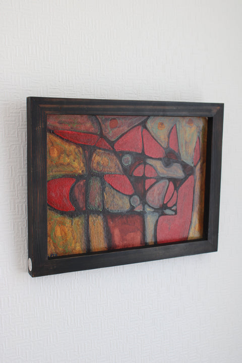 Vintage Mid Century Abstract Oil Painting Signed G. Per | Original Modernist Wall Art