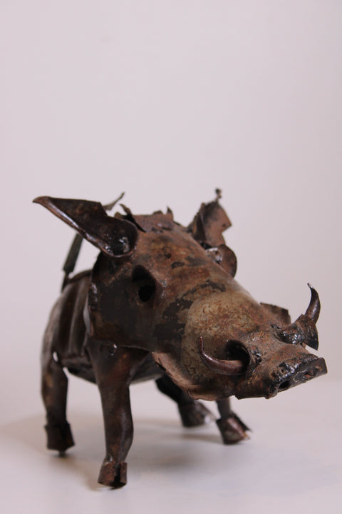 Brutalist Metal Boar Sculpture