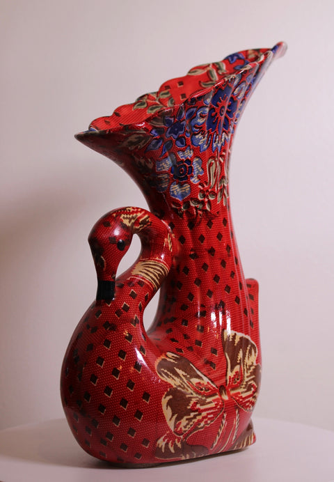 Mackenzie Childs Style Swan Vase