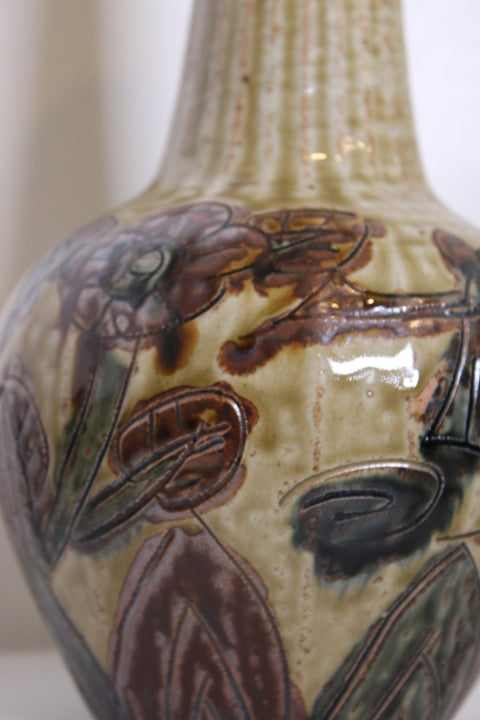 Long Floral Studio Pottery Bottle