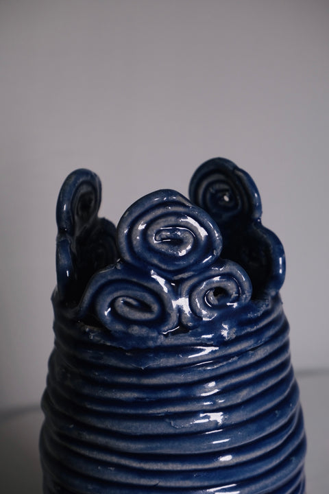 Blue Tall Studio Coil Pot