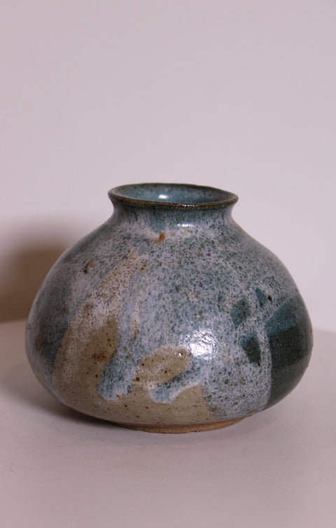 Signed Blue-Green Studio Pottery Bud Vase