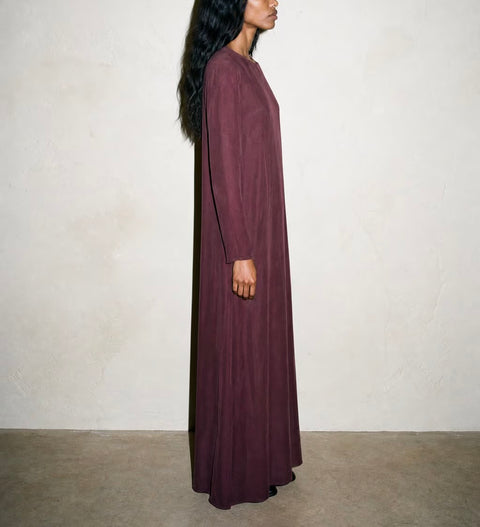 Vintage Burgundy Long-Sleeve Shift Dress — product detail