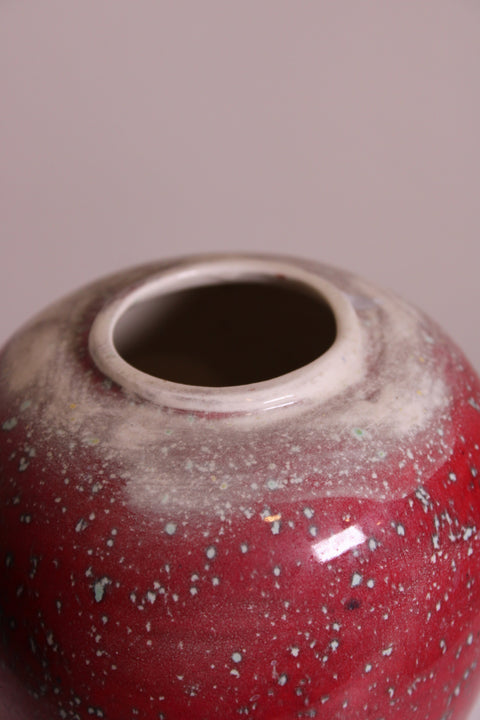 Speckled Oxblood Art Pottery Vase
