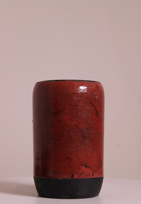 Red Black Cylinder Flower Frog Vase