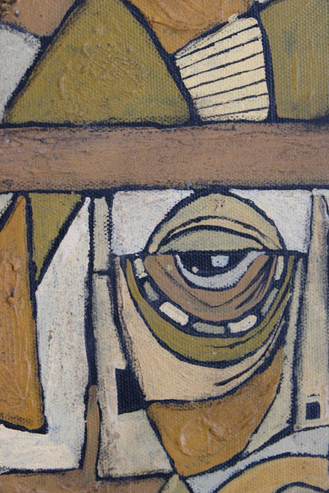 Angela Dickerson Ochre Mask Original Framed Artwork
