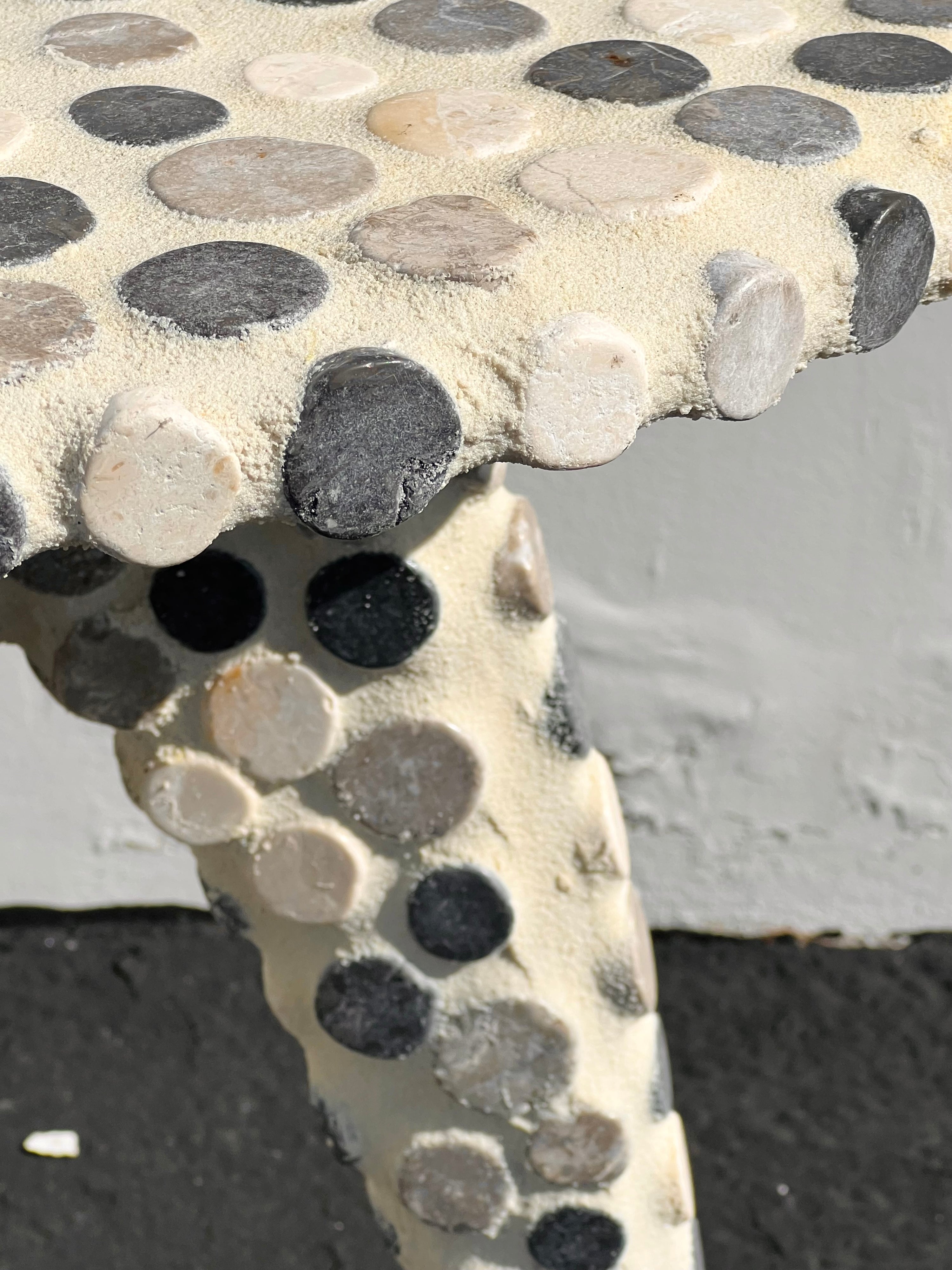 Hand Tiled Side Table (Blue/Grey/Cream)