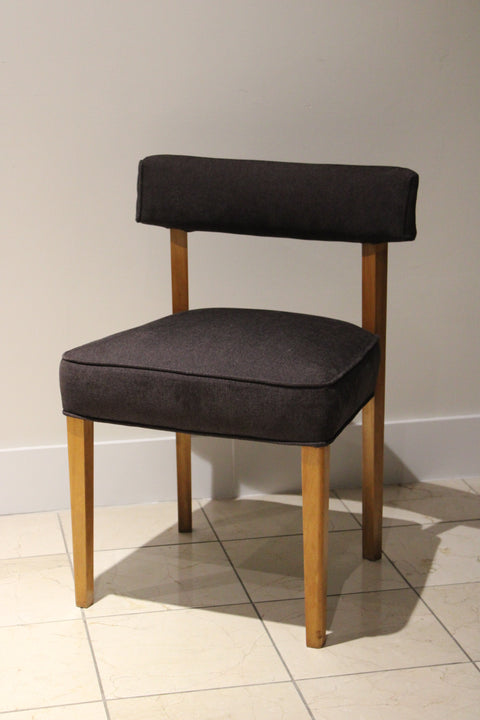 Vintage Postmodern Dining Chairs Set of 4 | Upholstered Side Chairs with Oak Legs