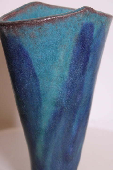Signed Cole Blue & Turquoise Studio Pottery Vase