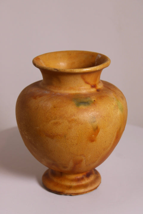 Mustard Yellow Footed Ceramic Vase