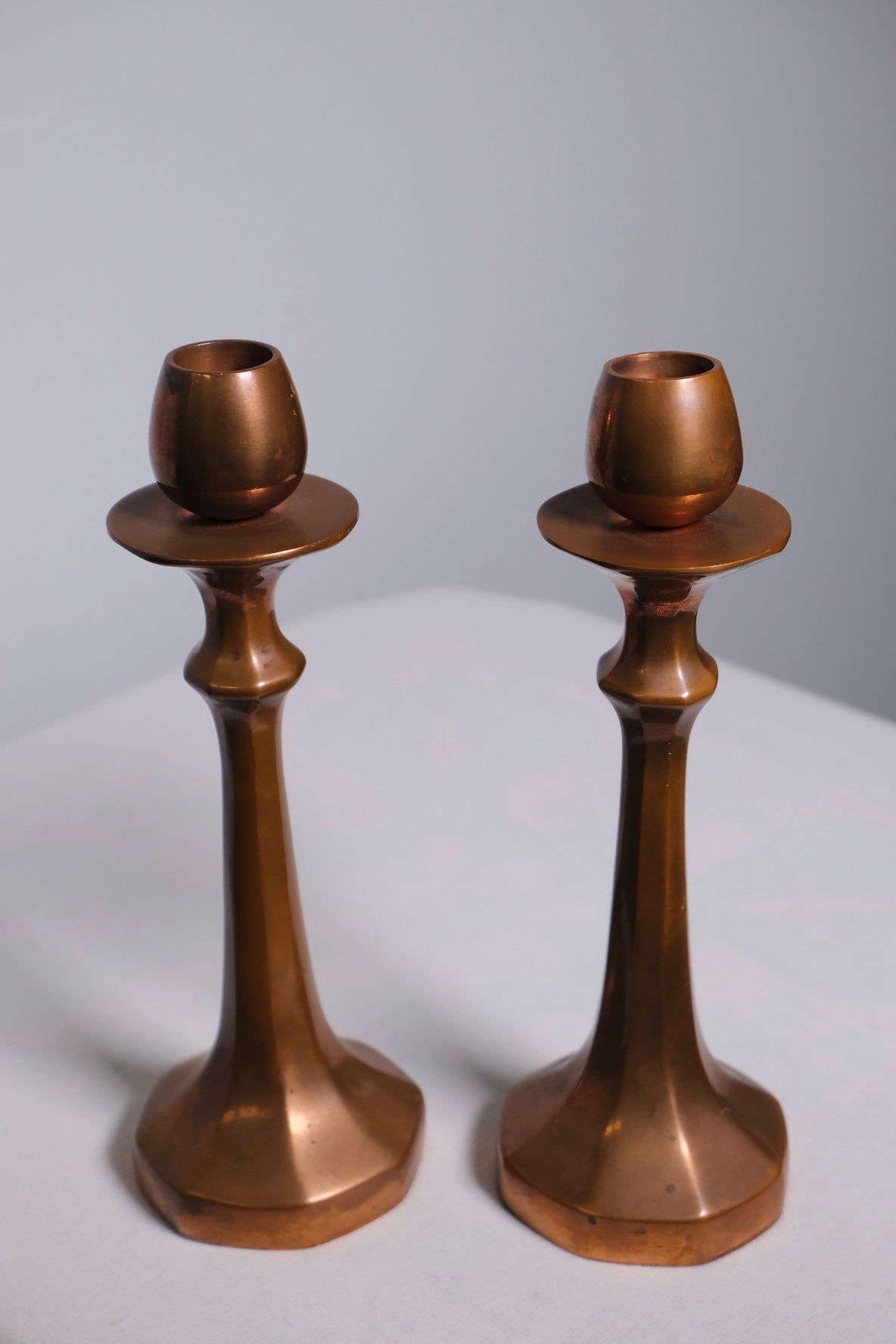 Brass Copper French Finished Candlesticks (Pair)(Vintage)