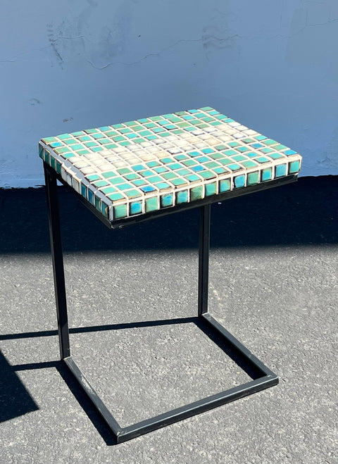 Hand Tiled Turquoise Side Table