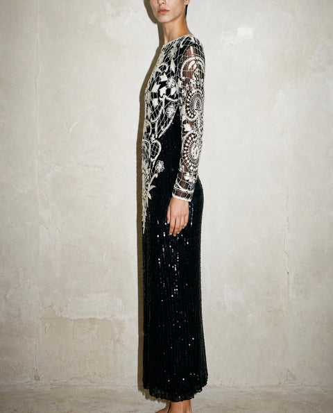 Cache Vintage Fully Beaded Silk Dress