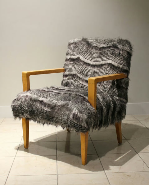“Franco Albini” Vintage Reupholstered Faux Chinchilla Fur Chair