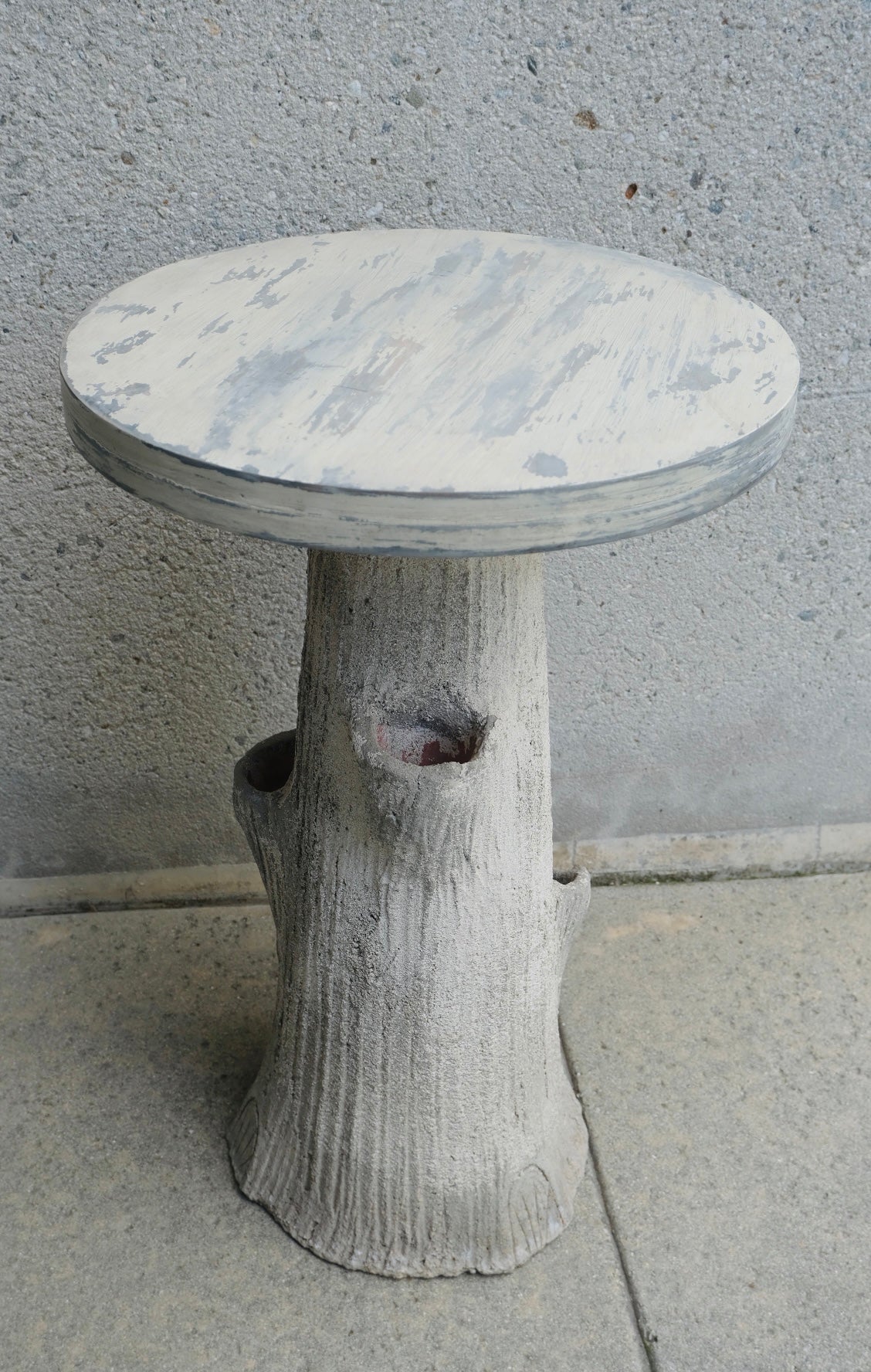 Faux Bois Tree Stump Side Table (Vintage)