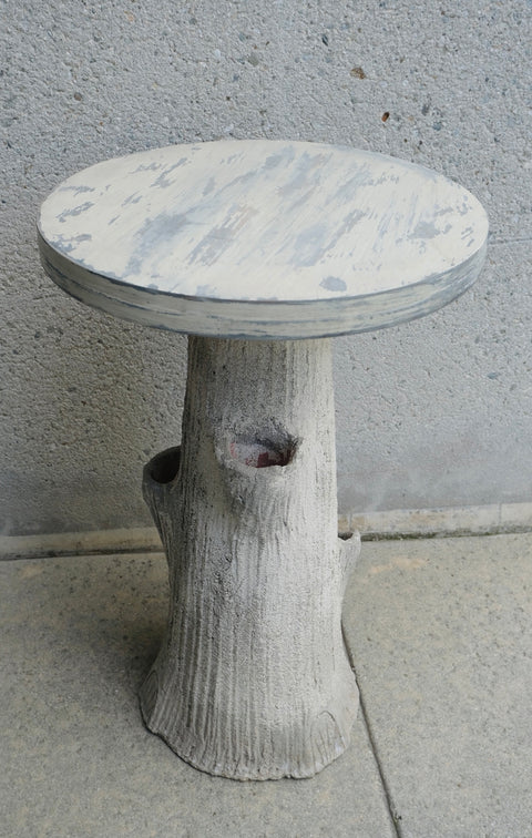 Faux Bois Tree Stump Side Table (Vintage)