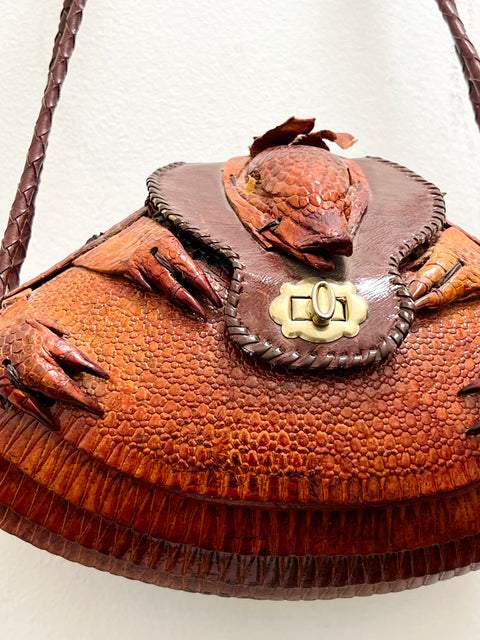 Armadillo Shell Shoulder Bag with Braided Strap