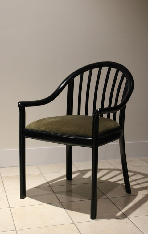 Vintage Black Bentwood Barrel-Back Armchair (6)