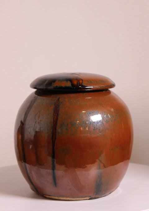 Studio Pottery Lidded Brown Ginger Jar