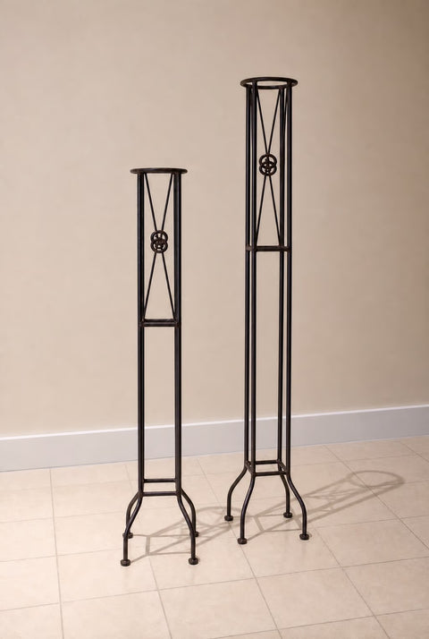 Set of Two Tall Wrought Iron Candle Stands