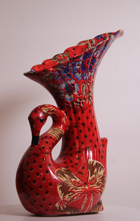 Mackenzie Childs Style Swan Vase