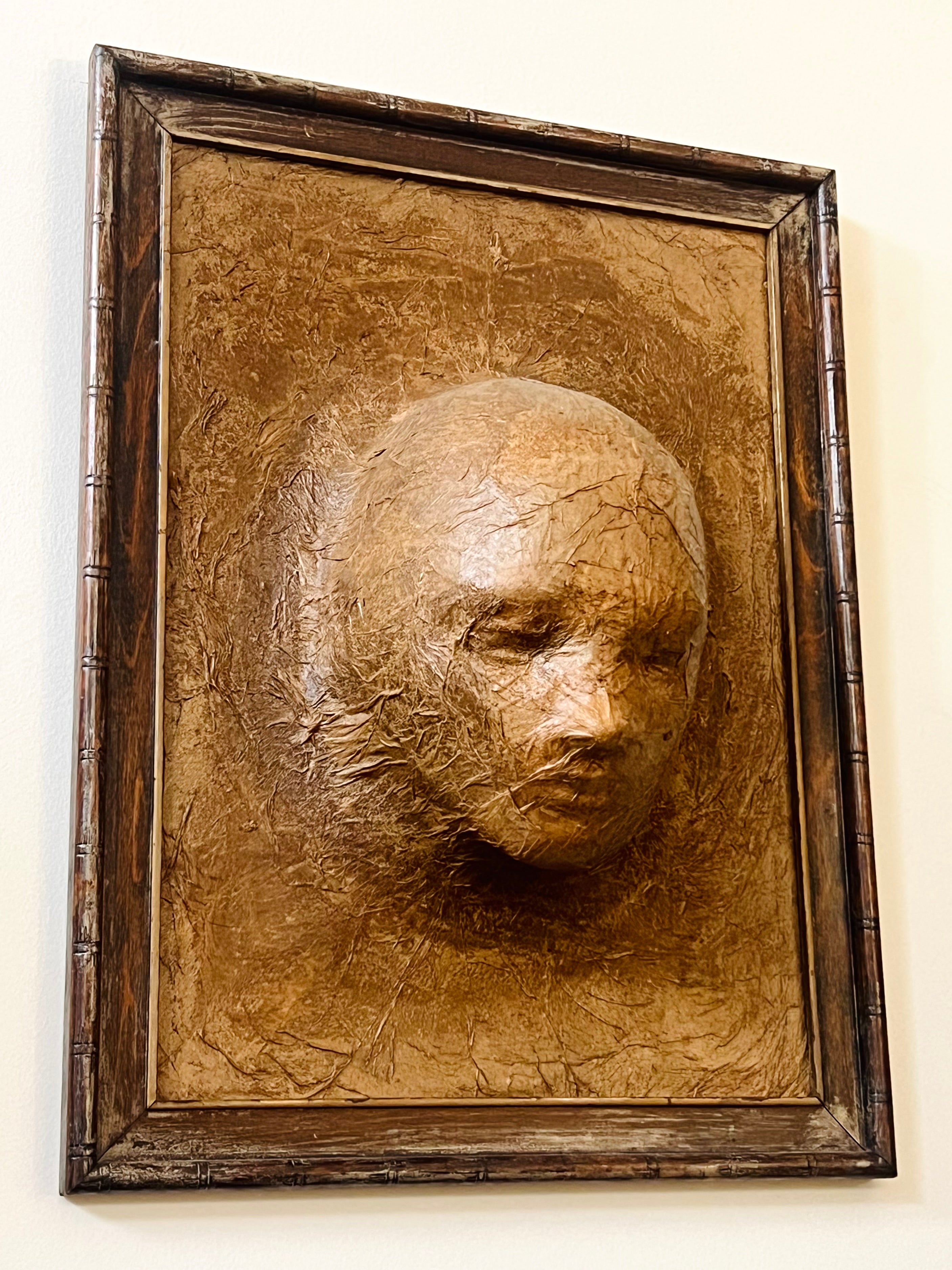 Paper Mache New Orleans Funeral Mask - Wood Frame (Vintage)