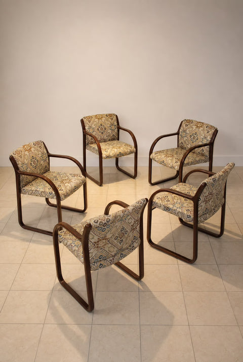 Vintage Brentwood Cantilever Dining Chairs (Set of 4) | Mid-Century Chrome Dining Chairs