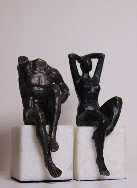 Modernist Nude Figure Bookends Pair