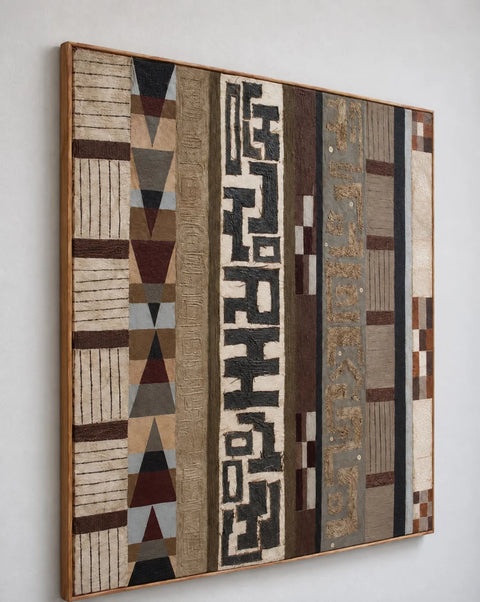 Earth-Tone Geometric Textured Panel Wall Art