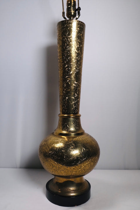 Vintage Tall Moorish Polished Brass Decorative Lamp