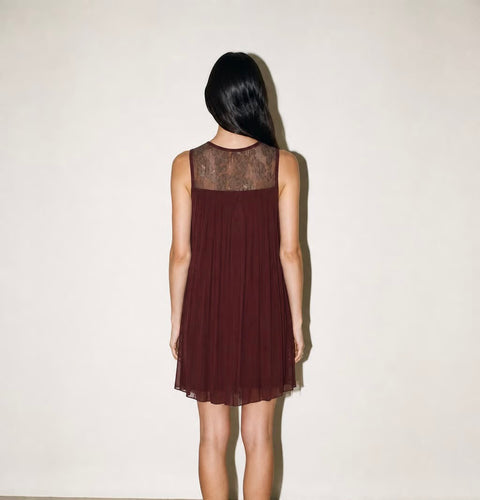 Vintage Burgundy Sleeveless Dress — product detail