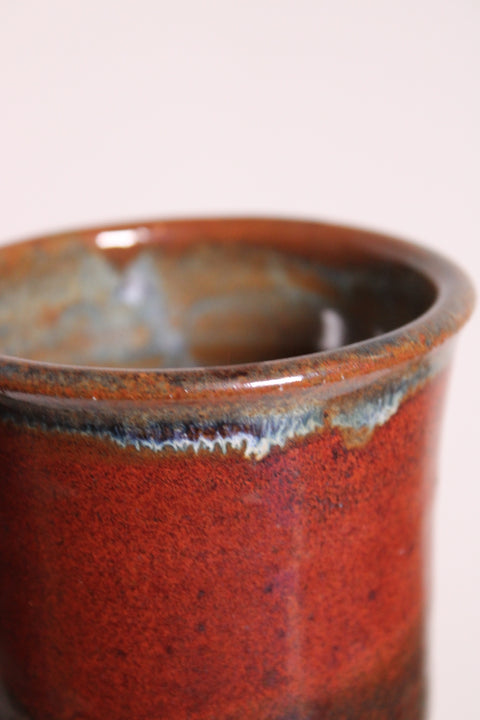 Red Black Speckled Stemmed Goblet