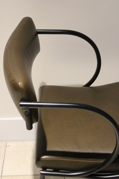 Vintage Postmodern Cantilever Lounge Chairs | Tubular Steel & Upholstered Armchairs | Pair