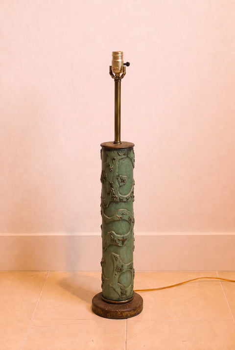 Antique Wallpaper Printing Roller Lamp – Green Painted Relief