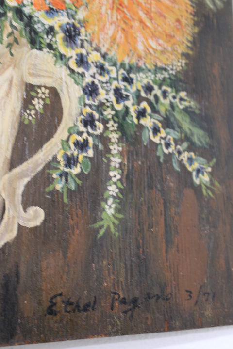 Vintage Floral Still Life on Dark Ground