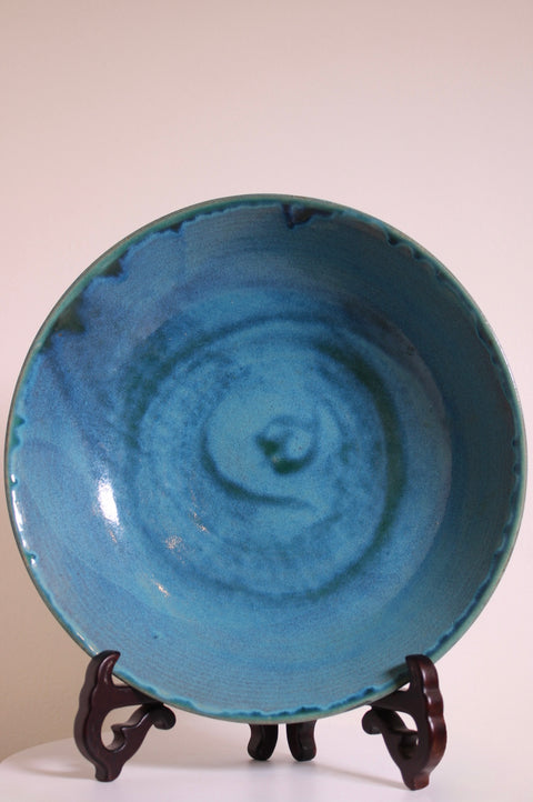 Blue Scalloped Studio Pottery Platter