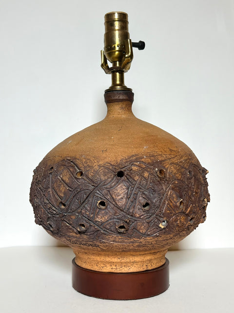 MCM Rough Table Lamp In The Manor Of “Peter Voulkos” (Vintage)