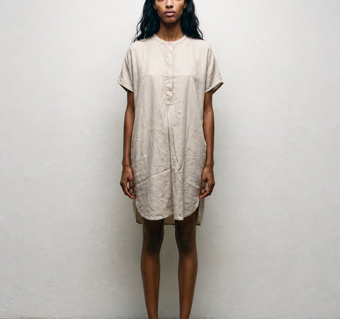 Vintage Beige Button-Front Dress — product detail