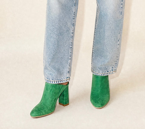 Charlotte  Stone Green Suede Mule Heels