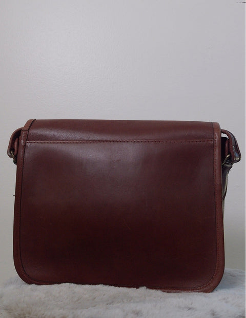 Pre Owned Michael Green Brown Leather Flap Crossbody Bag | 1980s | Brass Hardware (Vintage)