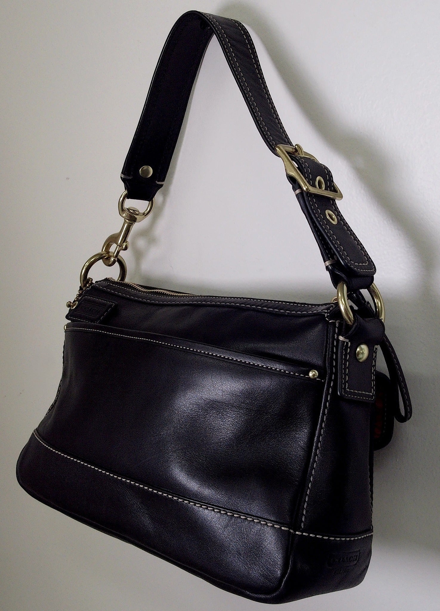 Pre Owned Coach Legacy 2007 Shoulder Bag #11542 | Black Leather | Dual Turnlock Pockets (Y2K Vintage)