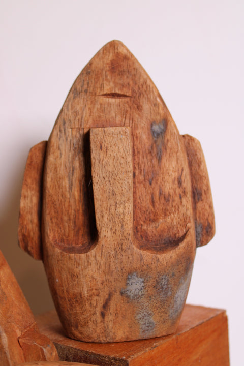 Set of Three Carved Wood Abstract Figures