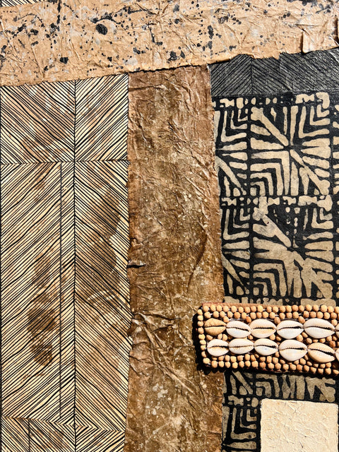 “Ivory Coast” Mixed Media Natural Framed Abstract